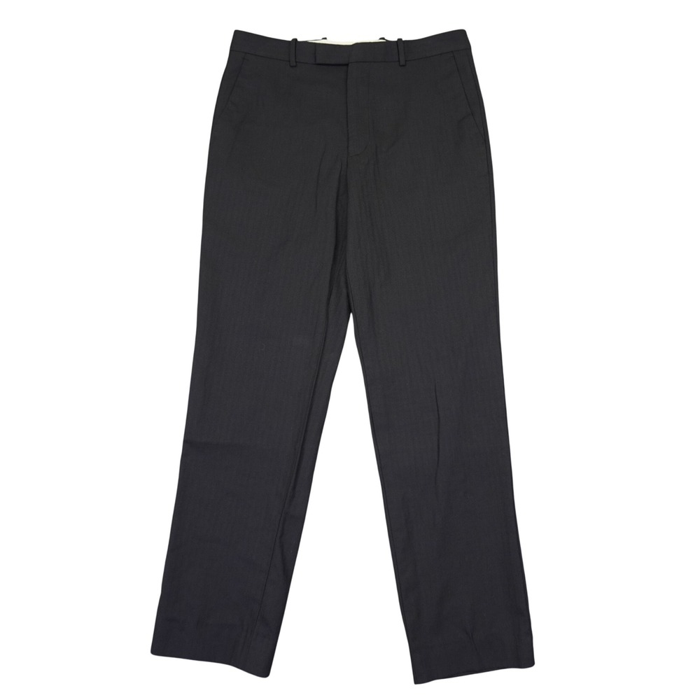 Kenzo Dress Pants Mens 32x30 Black Super 140s Merino Wool Trousers Striped